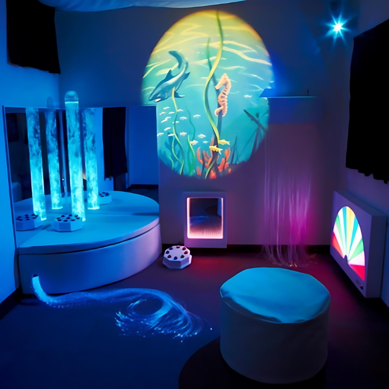 Sensory Rooms Collection Vibrant Sensory Room with Projector and blue hue