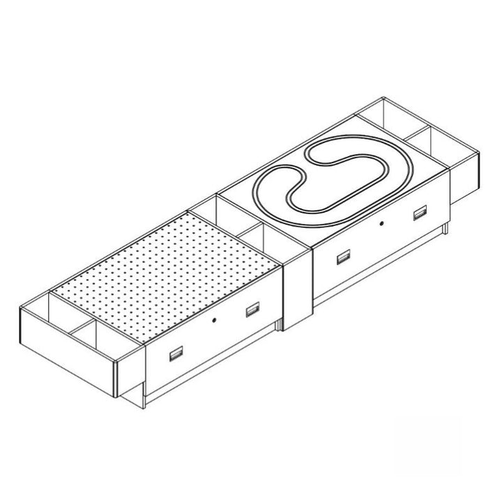 3branch Double Discovery Table - Tinker Toy & Train Variant  In Sketch