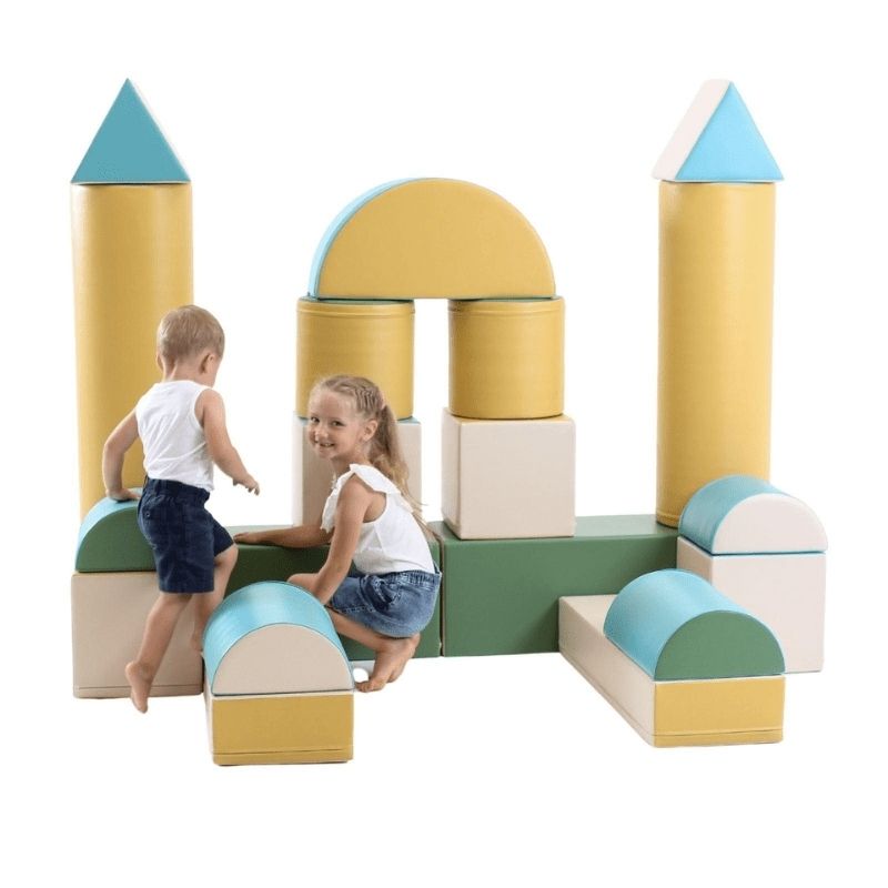 IGLU Soft Play - Fortress Set - Turqouise Frront View Two Kids Play