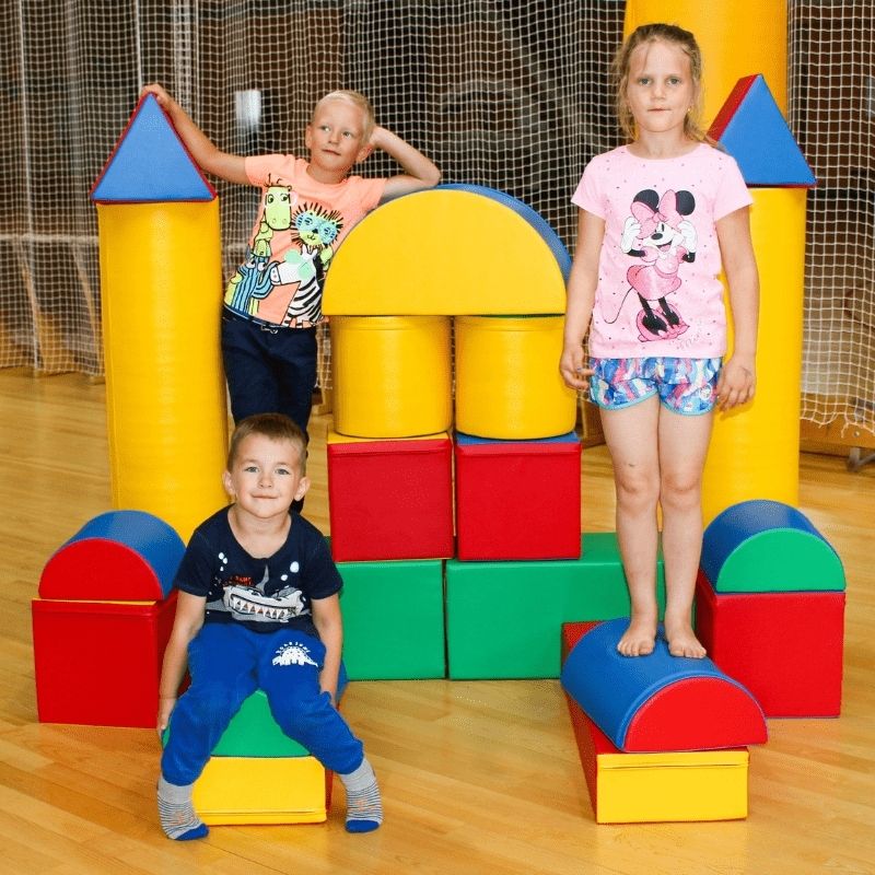 IGLU Soft Play - Fortress Set - Multicolored Front View Three Kids
