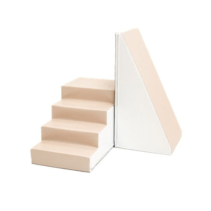 Soft Play Step and Slide Set - Mega Fun Slider - Beige White Ladder and Slide Clean View