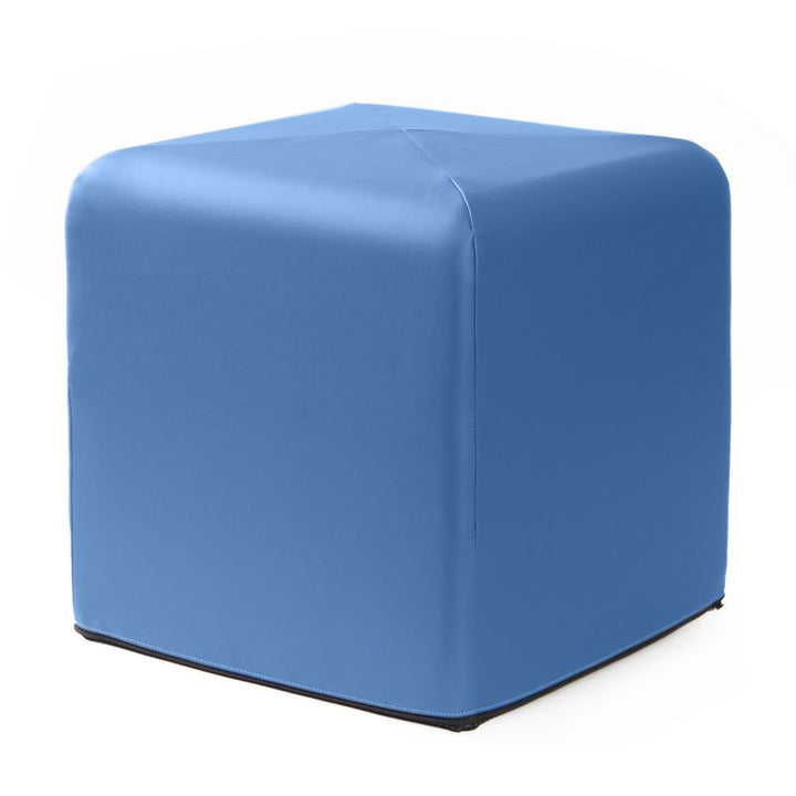 Jaxx Monroe 18in foam ottoman in blue vinyl, flexible seating for classrooms and home