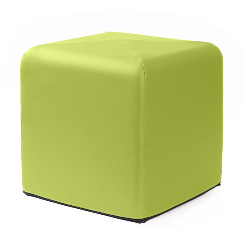 Jaxx Monroe 18in foam ottoman in green vinyl, flexible seating for classrooms and home