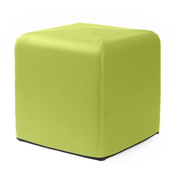 Jaxx Monroe 18in foam ottoman in green vinyl, flexible seating for classrooms and home