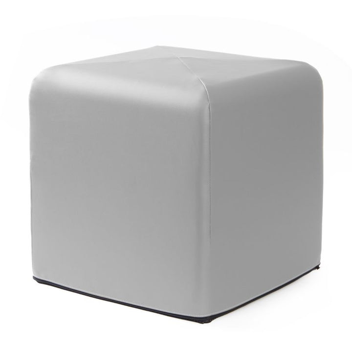 Jaxx Monroe 18in foam ottoman in light grey vinyl, flexible seating for classrooms and home