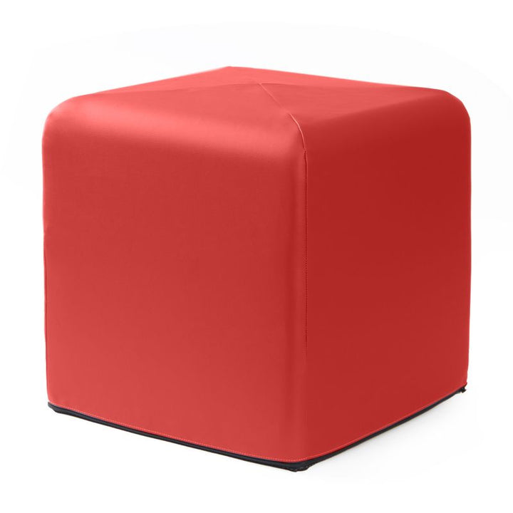 Jaxx Monroe 18in foam ottoman in red vinyl, flexible seating for classrooms and home