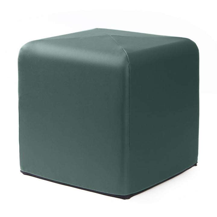Jaxx Monroe 18in foam ottoman in dark green vinyl, flexible seating for classrooms and home