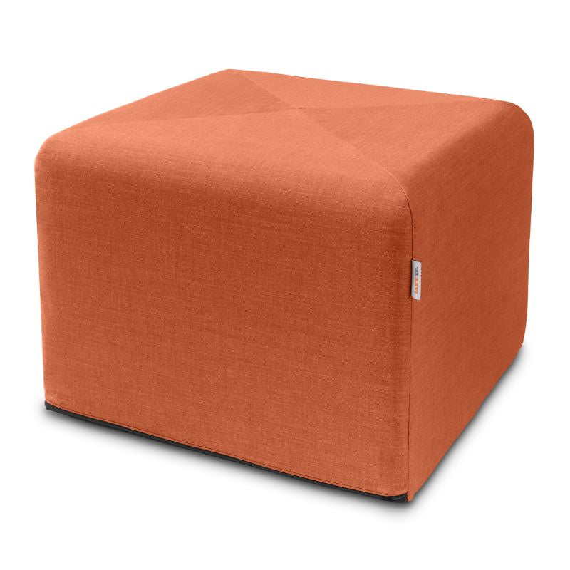 Jaxx Monroe 24in foam ottoman in canyon orange performance fabric, flexible seating for classrooms and home