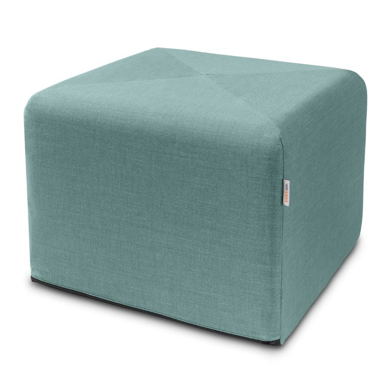 Jaxx Monroe 24in foam ottoman in lagoon performance fabric, flexible seating for classrooms and home