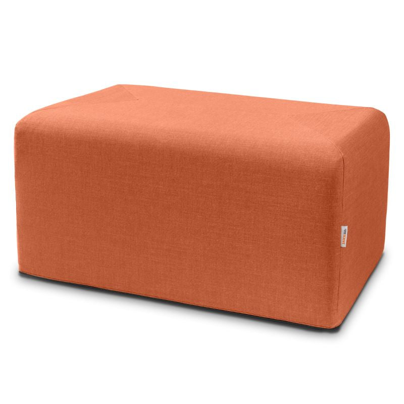 Jaxx Monroe 36in rectangular foam ottoman in canyon orange performance fabric, flexible seating and coffee table for classrooms and home