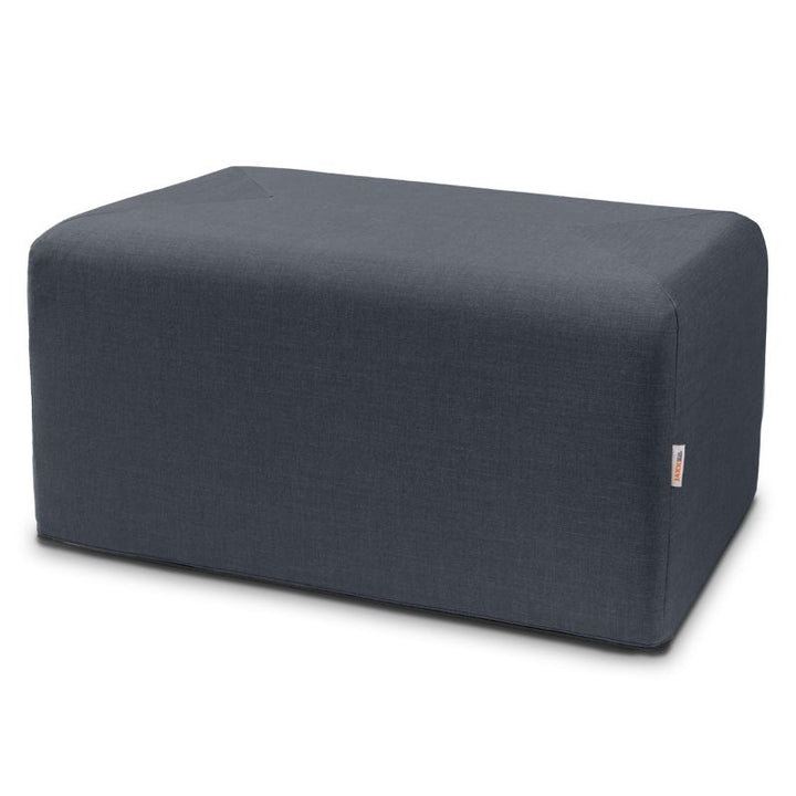 Jaxx Monroe 36in rectangular foam ottoman in denim performance fabric, flexible seating and coffee table for classrooms and home