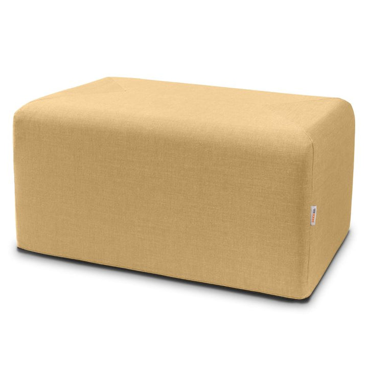 Jaxx Monroe 36in rectangular foam ottoman in wheat gold performance fabric, flexible seating and coffee table for classrooms and home