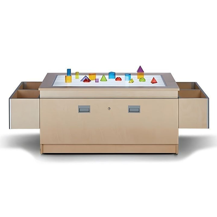 3branch Lightbox Discovery Table angled view showing rounded corner and edge construction, built for high-use early childhood and occupational therapy settings