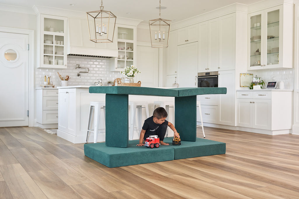 Kiddie Couch emerald green fort build