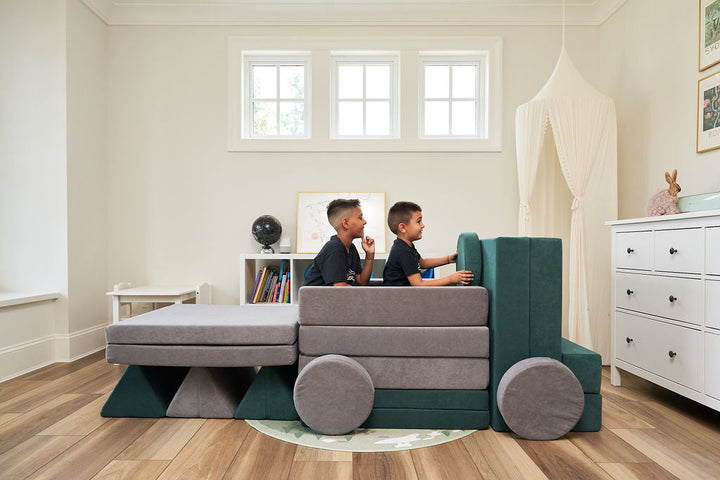 Kiddie Couch Grey and Green Truck Play Build