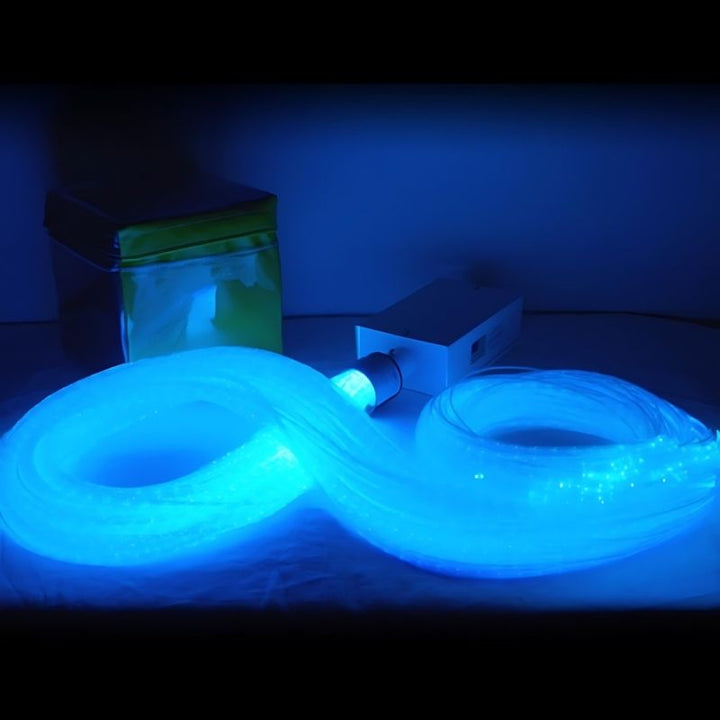 Experia IRiS LED Fiber Optic Bundle w/ Qube - Close Up View Cyan Light