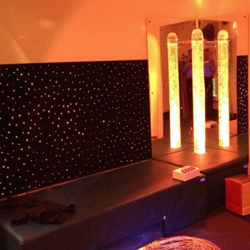 Experia LED Fibre Optic Sensory Wall Carpet - Full Room View Orange Light