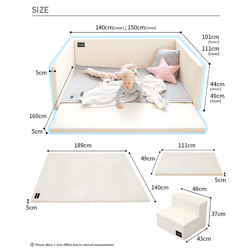 Ggumbi Lucky Star Clean Bumper Play Room - Ivory - Extra Large DimensionDisplay