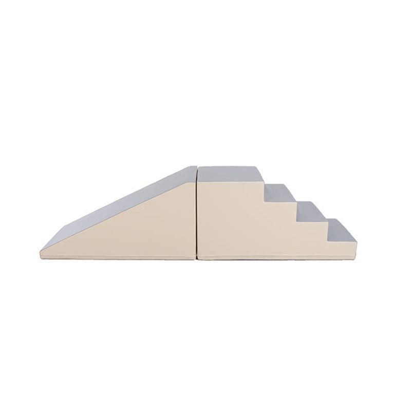 Soft Play Step and Slide Set - Mega Fun Slider - Beige Grey Clean Side View