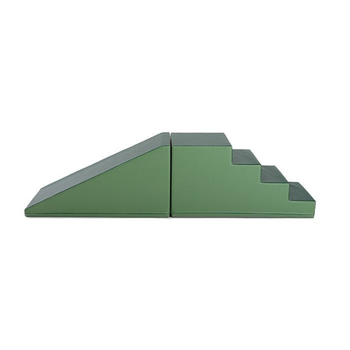 Soft Play Step and Slide Set - Mega Fun Slider - Green Clean Side View