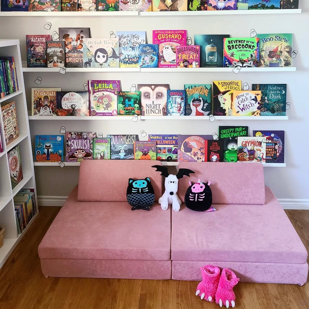 Kiddie Couch pink and purple reading room view