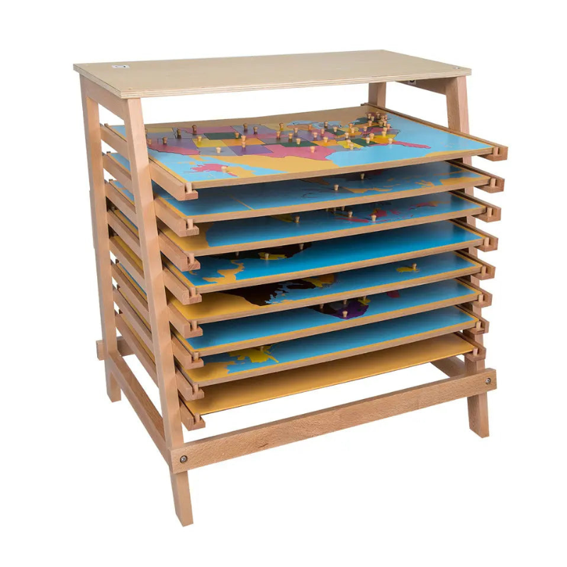 Kinderhuis Geography Cabinet with 8 Puzzles Front View