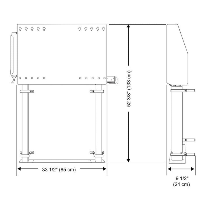 SMART Electric Height Adjustable Wall Stand - Detailed Dimension In Sketch