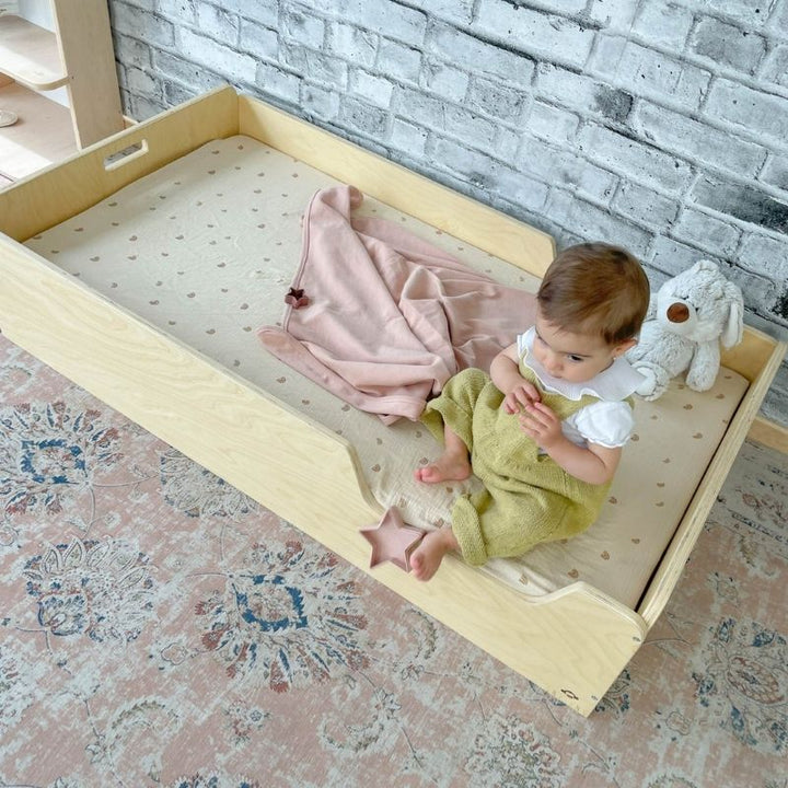 Sapiens Child - APPLE - Montessori Floor Bed with Rails - Top View Child Active Play