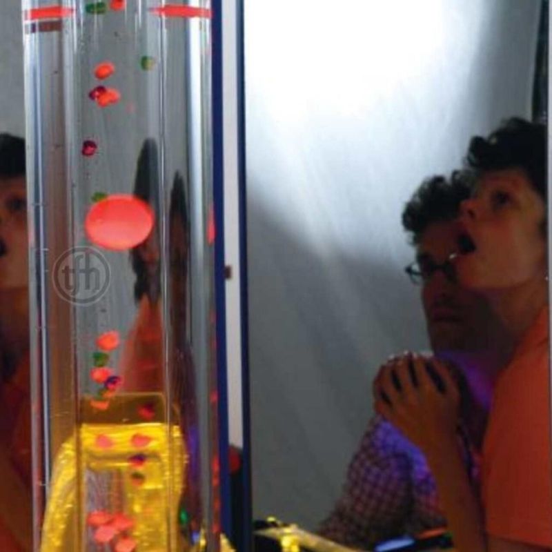 TFH 8" Bubble Tube Insert - Cascading Balls & Beads - Child and adult watching the tube