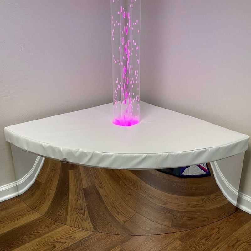 TFH Bubble Tube Corner Seat Base - 1 Hole - Room corner view in pink light in the tube