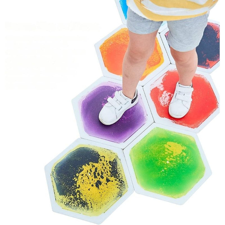 TFH Hexagon Liquid Floor Tiles - 9 Set- Top clean view