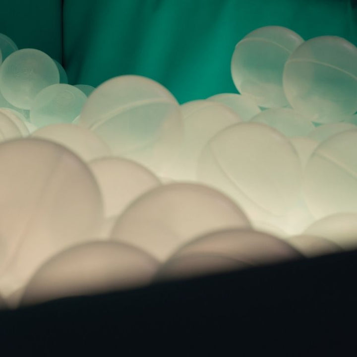 TFH Large Light-Up Ball Pit - w/ 3000 Balls - pit balls in cold light - close up view