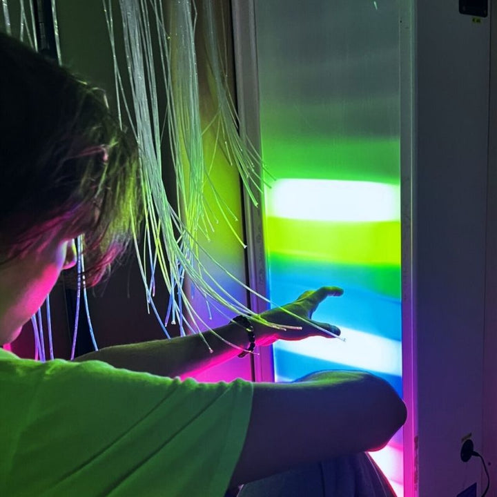 TFH Sound Responsive Ladder Light Panel - Boy active play in greenish light