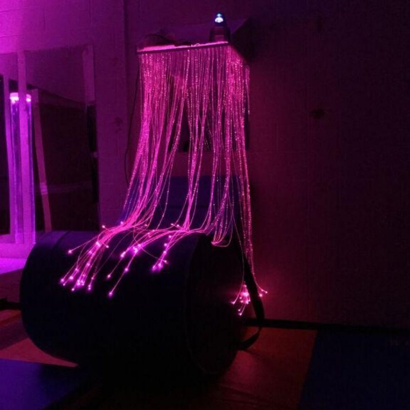 TFH fiber Optic Waterfall - w/ Light Source - Landscape view pink fibre light
