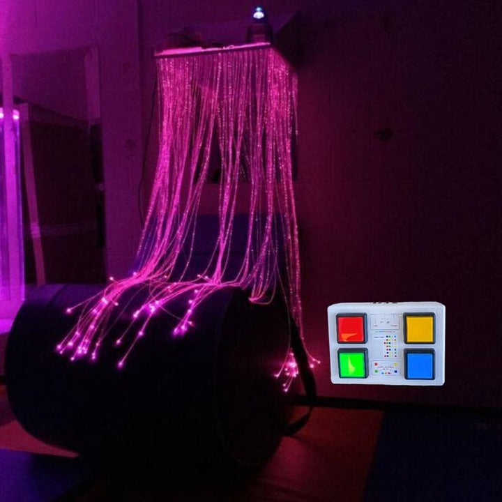 TFH fiber Optic Waterfall - w/ Light Source - Landscape view pink fibre light and a wireless color controller