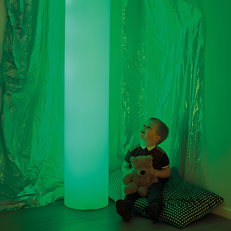 TTS Giant Sensory Light Up Glow Cylinder Tube Greenish Landscape