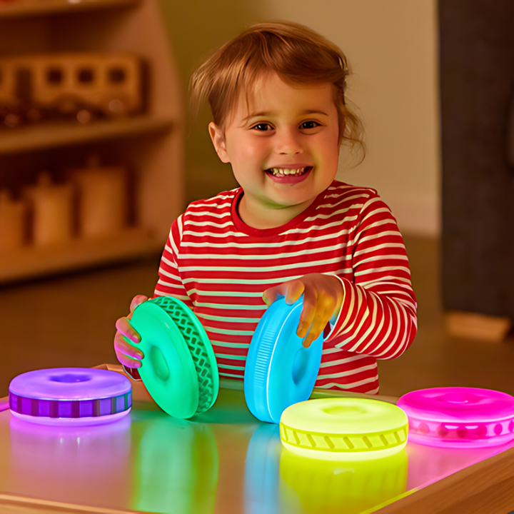 TTS Glow Stacking Discs Child Active Play On a Table