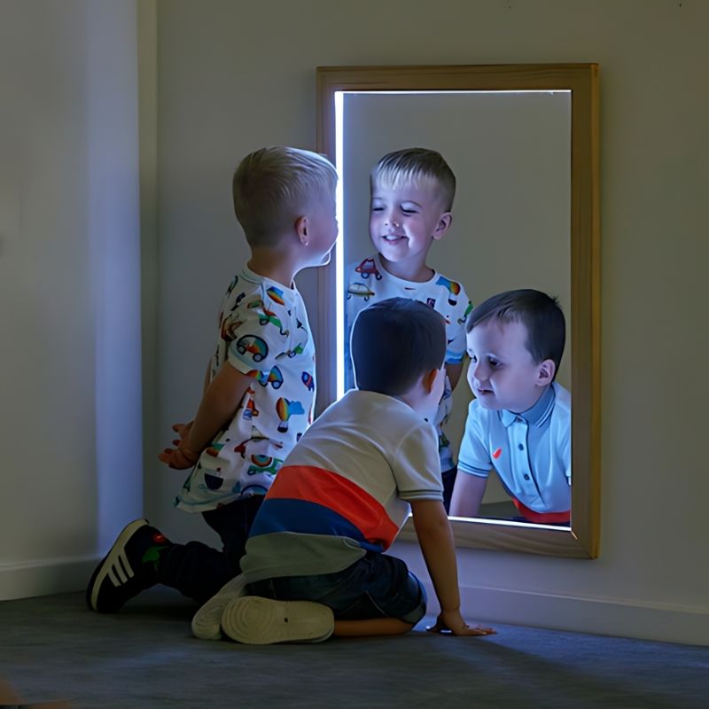 TTS Light Up Rectangle Mirror - Boys Staring At The Mirror
