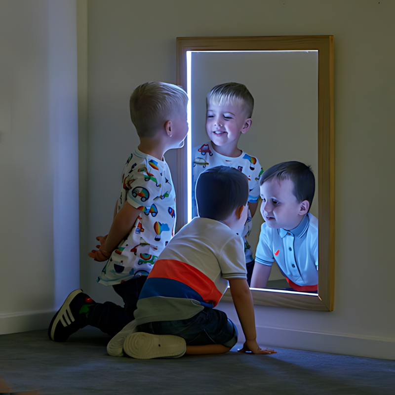 TTS Light Up Rectangle Mirror Boys Staring At The Mirror