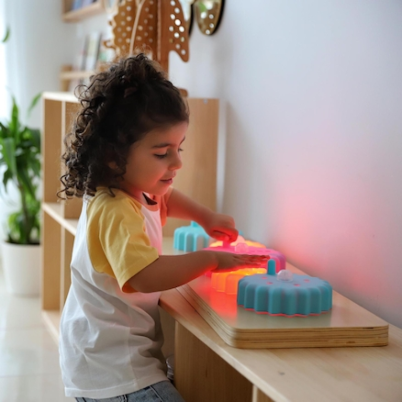 TTS Light Up Twist & Turn Cog Board Child Active Play on Desk