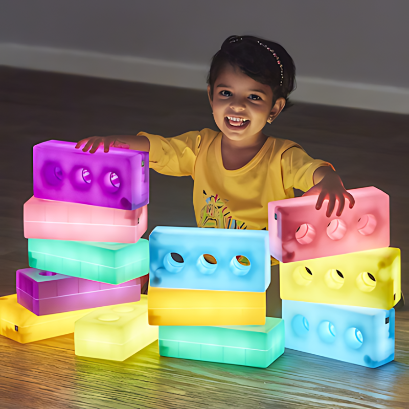 TTS Light up Glow Spheres, Cylinders and Bricks Girl Active Play Bricks