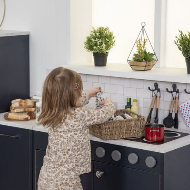 TTS Modern Living Sink and Hob Unit - Navy - Child Active Play