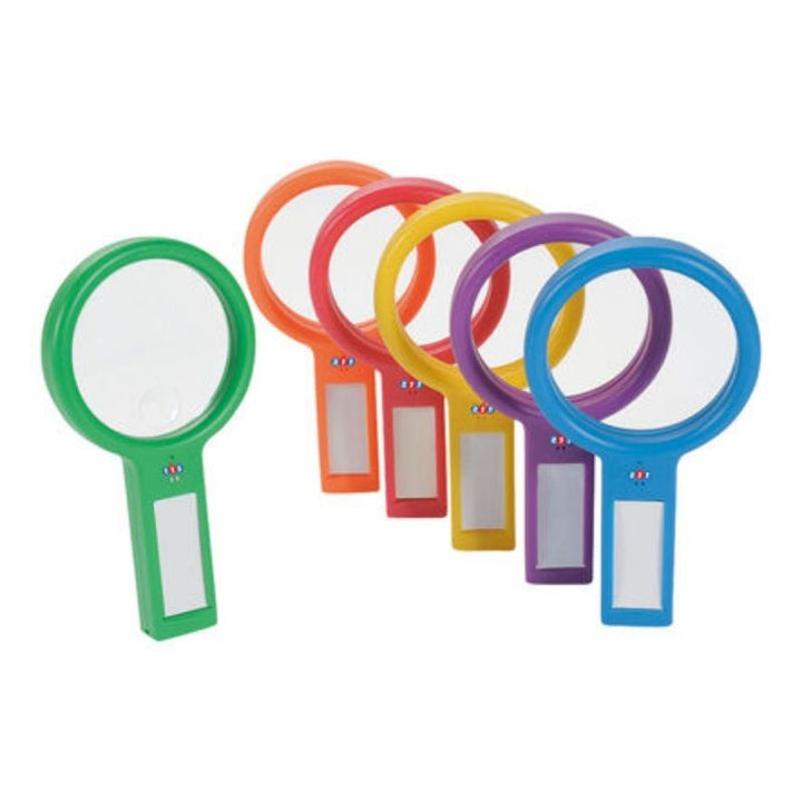 TTS Recordable Plastic Magnifying Glasses (6 Pack) -  Clean Front View Rainbow Colors