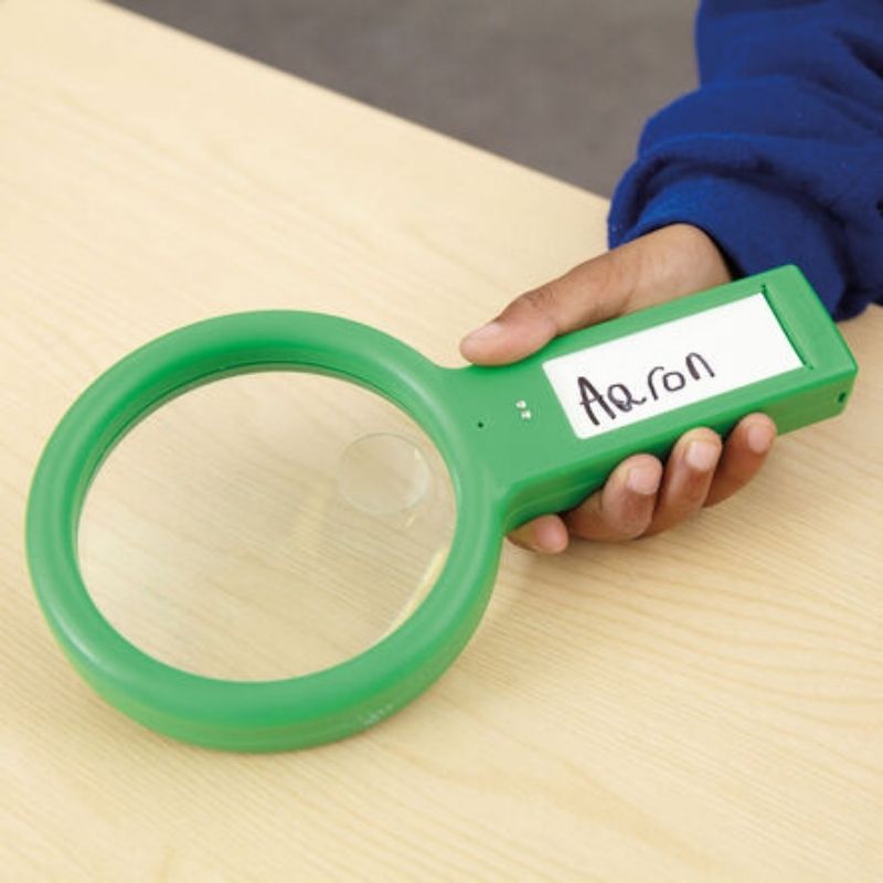 TTS Recordable Plastic Magnifying Glasses (6 Pack) - Close Up View Green