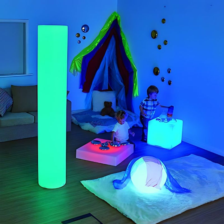 TTS Sensory Colour Changing Light Up Cube - Landscape View Two Kids Active Play
