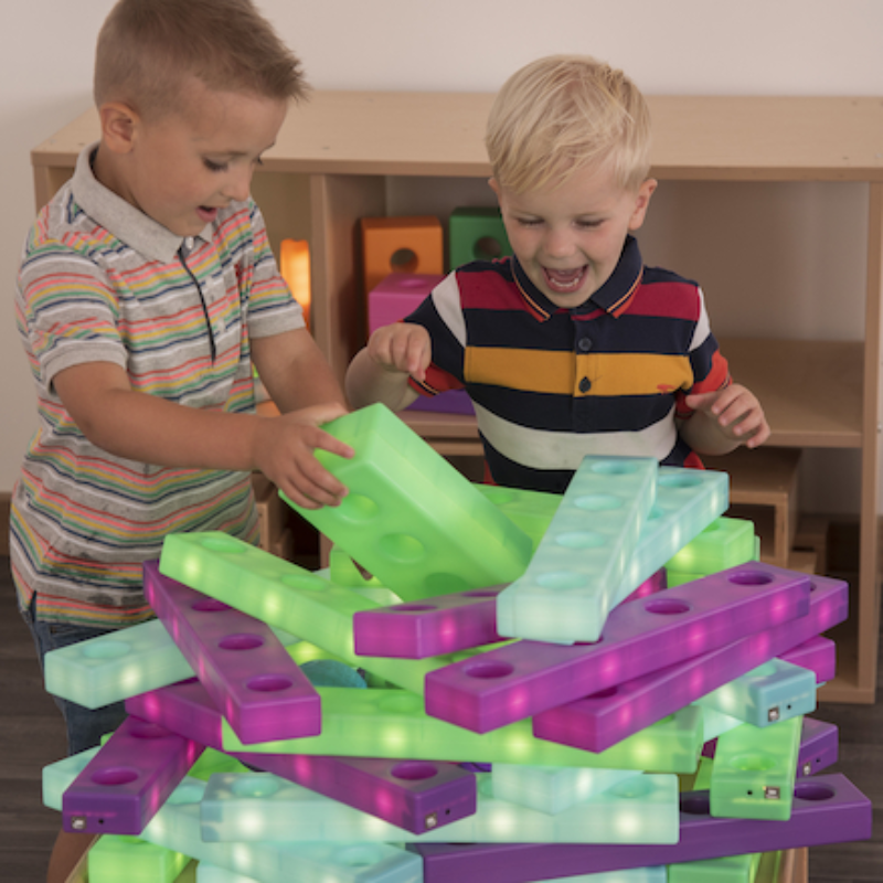 TTS Stack and Build Glow Blocks Two Child Active Collaboration Play