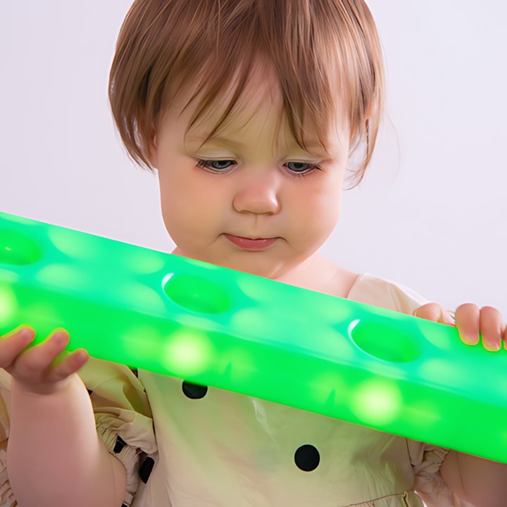 TTS Stack and Build Glow Blocks Child Active Play Close Up