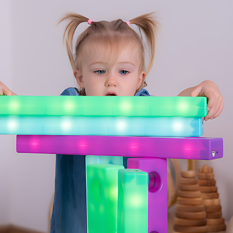 TTS Stack and Build Glow Blocks Child Active Play Pile of Blocks