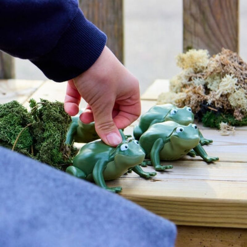 TTS Recordable Talking Frogs (10 Pack) - Close Up View Frogs Thumb Press