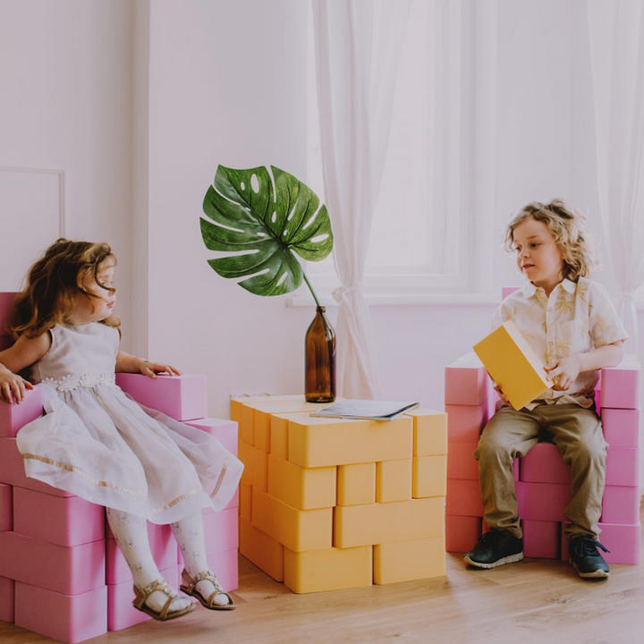 TUKI Magnetic Blocks Build Children on chairs